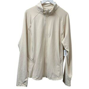 OLD NAVY Powersoft Full Zip Jacket Plus Size 3X Cream Womens Activewear NWT